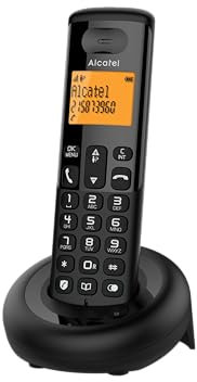 ALCATEL E160 - Telefono Fisso Cordless DECT - Design Compatto - Grande Display Retroilluminato - Funzione Blocco Chiamate Indesiderate - 3 Memorie Dirette - Nero