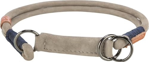 TRIXIE Zug-Stopp Hundehalsband BE NORDIC aus Leder XS-S grau – bequemes Hundehalsband für sehr kleine & kleine Hunde mit Zugbegrenzung - robust & elegant – 17100