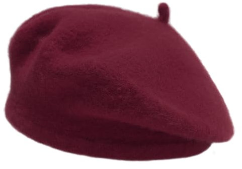 ZLYC Mädchen Klassische Der Französische Künstler Baskenmütze Barett(Burgunderrot)