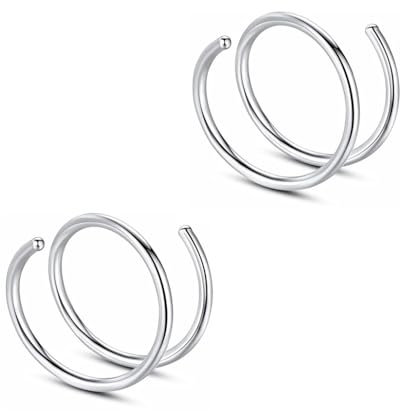 Decentraland 2 Stück 20G Durchmesser 6 mm Silber Doppelring Septum Nasenring Knorpel Aus Hypoallergenem Chirurgenstahl Nasen Lippen Tragus Ohrring Piercing Schmuck Für Damen Und Herren