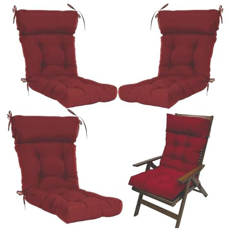 QLXYYFC Getuftetes Stuhlkissen für Die Terrasse Im Freien, Hohe Rückenlehne, Schaukelstuhlkissen mit Bändern, Wetterfestes Ersatzkissen für Adirondack-Stuhl(Rouge)
