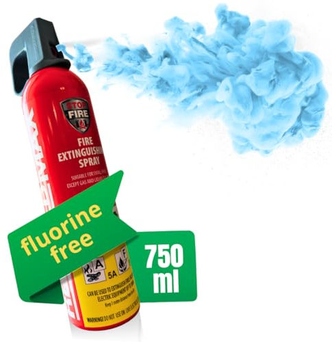 notlok Safety Work - 750 g Fire Extinguisher Spray without Fluorine | Skin-friendly Fire Extinguisher Foam for Fires A F & E up to 1000 V | Mini Fire Extinguisher Car - Fire Extinguisher Household,