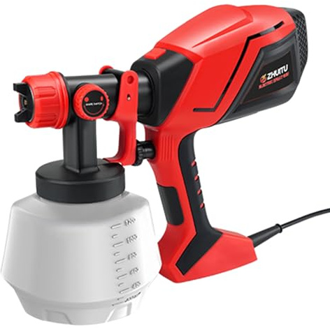 HVLP - Pistola a spruzzo per vernice elettrica da 1000 W, con 6 ugelli in rame e 3 modelli di spruzzatura, contenitore ad alta capacità da 1200 ml, per mobili, recinzioni, pareti, porte