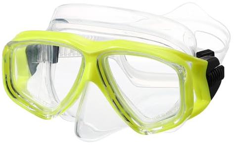 PATIKIL Simglasögon med nässkydd, dykmask i silikon anti-dimma snorkel dykglasögon snorkling dykmask utrustning för ungdomar junior vuxen dykning, gul