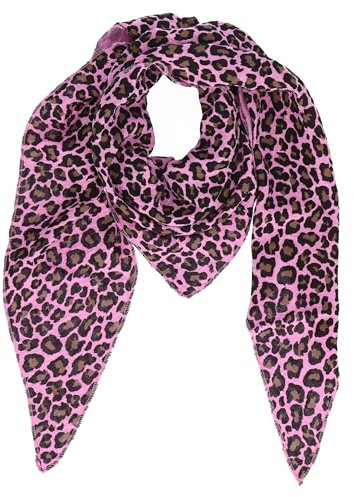 irisaa Schal Damen Leopard, weiche Deckenschal mit Leo Muster, dreieckstuch Halstuch mit 100% Cotton, Made in Italy, Schal Farben 2020:Magenta