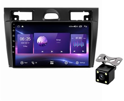 ZhiQin 4+32g,Autoradio Android 12 Stereo Auto Radio GPS Navigation per Ford Fiesta 2002-2008 9 Pollici Bluetooth Ricevitore FM Supporto WiFi/SWC/2 Porte USB+Fotocamera Posteriore