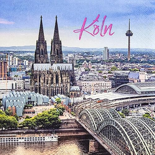 20 Servietten Städte Collage von Köln als Tischdeko. Papierservietten mit Motiv. Auch für Decoupage und Serviettentechnik 33x33cm