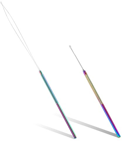 Nano Hair Extensions Professional Tools - Hook and Loop Threader for Feather Extensions With Beads