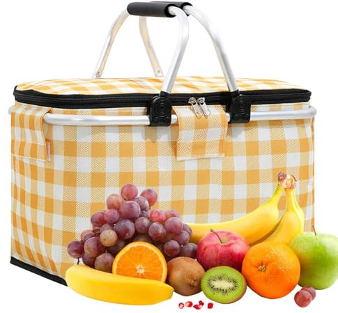 Isolierte Picknicktasche – Isoliertes Picknickkorb-Set, kliner Picknickkorb-Kühler | Zusammenklappbarer Strandkorb, Kühlere Lunchtasche, Auslaufsicherer 4-Wein-Picknickkorb Für Roadtrips, Einkäufe, R