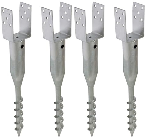 TRUTZHOLM 4x Bodenhülse U-Profil feuerverzinkt für 8x8 cm Vierkanthölzer | 68,5 cm Länge, zum einschrauben, Einschraubbodenhülse, Pfostenträger, Einschraubhülse, Zaunbau