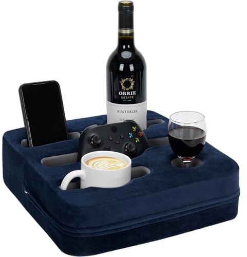 Zettfuly Couch-Getränkehalter, Kissen – Sofa-Becherhalter, Couch-Caddy, Getränke-Fernbedienungshalter für Tassen, Kopfhörer, Snacks und Handys, verwenden Sie es im Auto, Rucksack, Strand (Navy) | Getränkehalter für Tassen, Kopfhörer, Snacks und Telefone | Verwenden Sie es im Auto, Rucksack, Strand, Wohnmobil und mehr