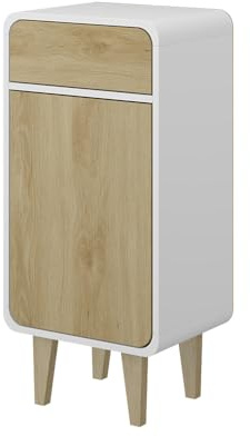 Vicco Midischrank Arla, Weiß/Eiche, 40 x 81 cm | zur Aufbewahrung von Badutensilien und Handtüchern geeignet
