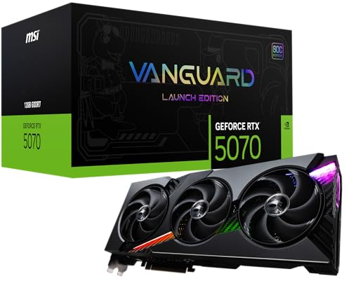 MSI Gaming RTX 5070 12G Vanguard SOC Launch Edition - Tarjeta gráfica (12 GB GDDR7, 192 bits, rendimiento extremo: 2655 MHz, DisplayPort x 3 2.1a, HDMI 2.1b, arquitectura NVIDIA Blackwell)