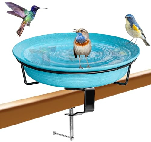 VeyFolzin.st Vogeltränke, Vogeltränke Balkon Groß Balkongeländer Garten Modern Vogelbad, Vogeltränke Groß Frostsicher Winterfest Vogeltränke Hängend für Balkongeländer (Blau)