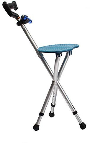 Wanderstock, tragbarer Klapprohr Stuhlstuhl, Höhe Verstellbarer Spazierstock mit Sitz -Slip -Krücke für ältere Menschen mit Behinderung, wunderschöne Landschaft