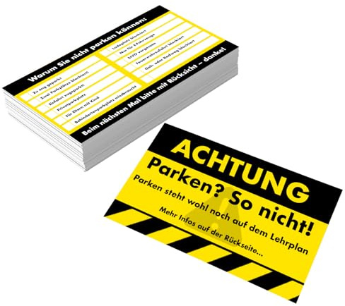 Falkenhorn 40 x Attention ! Bloc-notes drôles pour les mauvais stationnement – Parking ? Pas ! – Notes de stationnement amusantes et articles de farces pour automobilistes – Résistant aux intempéries