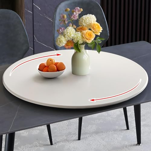 Bamboo Round Lazy Susan Turntable, Rotating Turntable Organizer 50 60 70 80 90 100cm Wooden Charcuterie Board, Cheese Board Turntable For Kitchen Pantry, Shelves, C(Size:60cm/24in,Color:White)