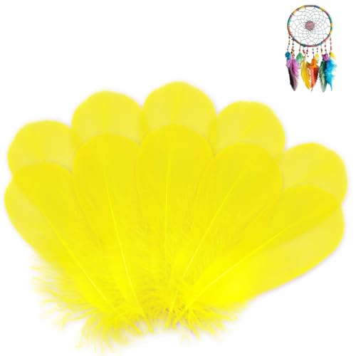 sturiz 400 STK Gelbe Federn zum Basteln Bastelfedern Feder Bastel Federn Federrock 5–12 cm Gelbe Hahnfedern Natürliche Feder Deko für DIY-Handwerk Hochzeit Dekorationen Traumfängerzubehör