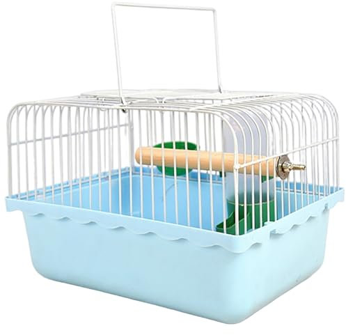 Hbbgdiy Kleiner Vogelkäfig, Vogeltransportbox mit Futterbox & Wasserflasche & Ständer, tragbarer Sittichkäfig für drinnen und draußen