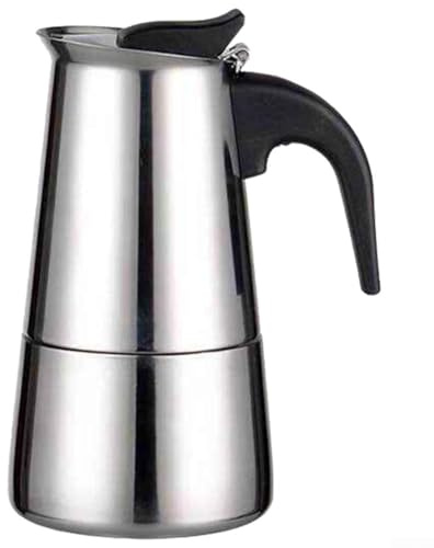 Cafetière moka de style italien en acier inoxydable avec poignée résistante à la chaleur pour induction à gaz, maison, cuisine, bureau (100 ml)