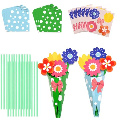 6 Stück GrußKarten, Geburtstagskarte Set, Blumen Basteln Glückwunschkarten, Klappkarten Blanko, Postkarten Blanko, DIY Blume Papierbastelset, Weihnachten Hochzeit Glückwunschkarte Muttertag Papier