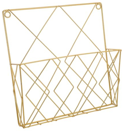Eisen Wandmontierter aus Zeitschriftenhalter für Magazine und Zeitungen | Minimalistisches Design, Goldene Oberfläche, Platzsparende Wandmontage, Einfache Installation, Mehrzweck Aufbewahrung