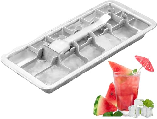 Ruhnjyg Ice Trays | Vintage Ice Maker - 18-Slot Metal Tray Easy Release Detachable Retro Design for Cocktails Champagne Coffee Drinks Water