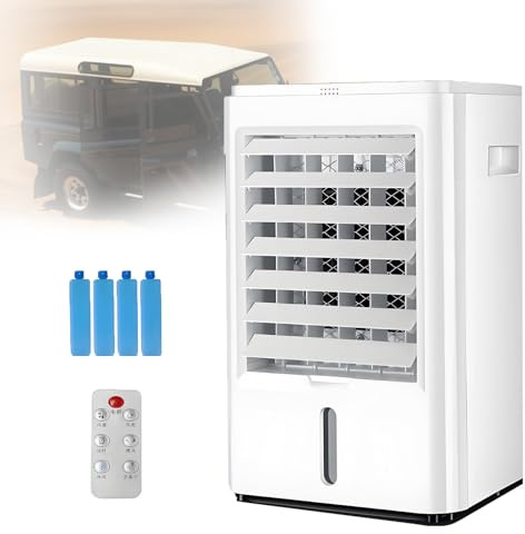 EpyGnom Condizionatore d'Aria Portatile Raffrescatore d'Aria Evaporativo 4 in 1 Umidificatore Mini Ventilatore Refrigerante Filtro a Ioni Negativi con 3 velocità per Auto Casa e Ufficio 12VCar