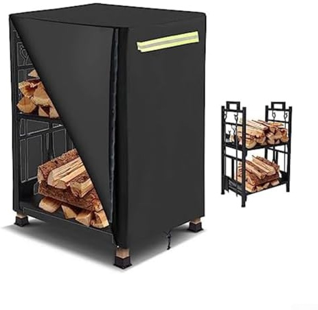 Gdfnmogo 125 x 65 x 110cm Waterproof Firewood Rack Cover 210D Oxford Cloth Outdoor Log Holder Protector with Zippered Front and Handles for(125 * 65 * 110CM)