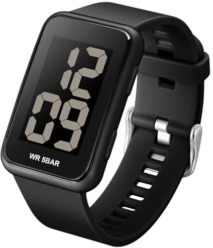 Fogitbok Black Extra Large Numbers Watch for Men, Waterproof Mens Digital Watch Womens Men's Wrist Watches for Elderly Ladies Women
