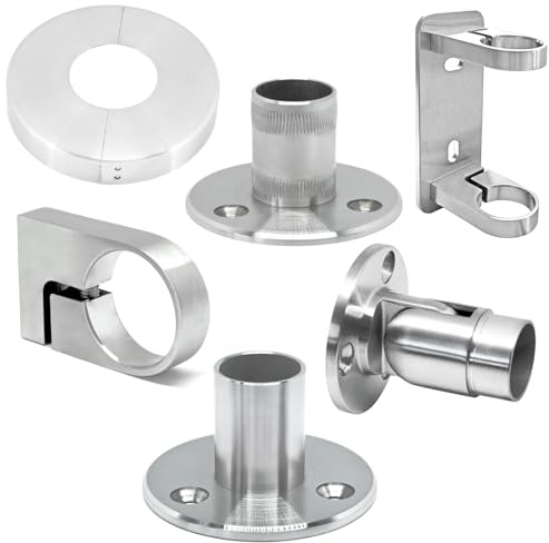 PRIOstahl Wandanker Wandflansch Pfostenhalter Pfostenträger Pfostenverankerung x 1 Stück Ø 42,4 mm für Rundrohre Geländerbau Treppe zur Befestigung an der Wand Rostfrei aus Edelstahl V2A