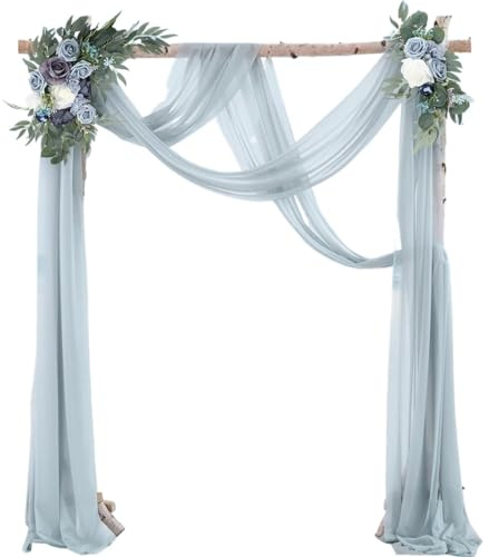 GIYXHU Tessuto per Drappeggio dell'Arco Nuziale Arco di Nozze Drappeggio Tessuto Chiffon panneggio soffitto del Partito Tende ad Arco for Il Matrimonio(Grayish Blue,70x600cm)