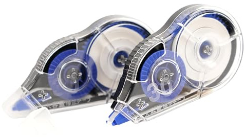 Generico Set 2 Correttori a Nastro 30 m – Correzione Precisa e Pulita, Bobina Visibile, Design Ergonomico, Nastro Bianco Coprente, per Scuola e Uffici
