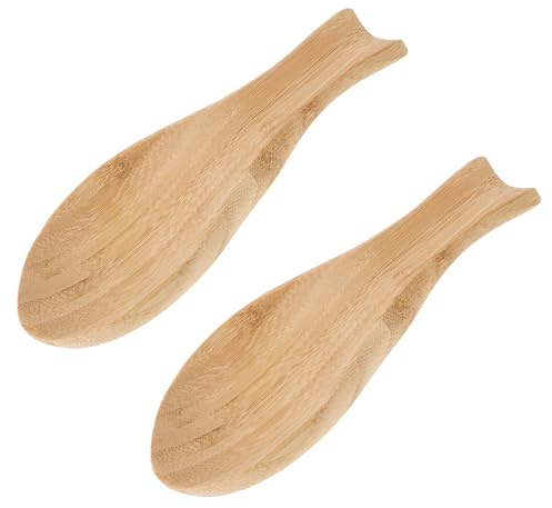 Hemobllo 2 pièces Support Bois pour Cuillères de Cuisine Porte-ustensiles Rustique Résistant Chaleur Repose-cuillère Stable pour Comptoir Support pour Spatule Louche Adapté pour Cuisine et