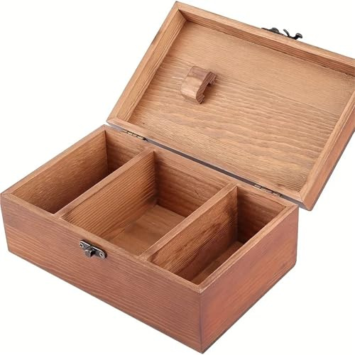 ZGCrumphant Scatola da Cucito in Legno Vintage for La Casa Strumenti for Cucire Fai-da-Te in Conservazione Cofanetto in Legno(Only The Box)