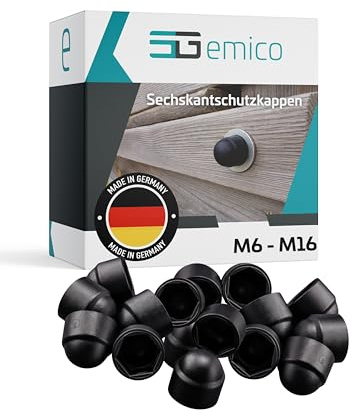 emico Sechskantschutzkappen M8 (SW 13) - 25 Stück Schwarz - Abdeckkappen aus robustem PE - Passgenau, langlebig & flexibel - Schutz vor Staub, Schmutz & Feuchtigkeit für saubere Schraubverbindungen