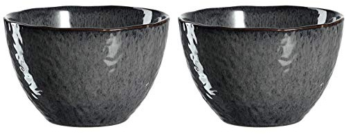 Leonardo Matera Keramik-Schalen, 2-er Set, spülmaschinengeeignete Schüsseln, 2 Steingut-Schalen mit Glasur, grau, 980 ml, Ø 15,3 cm, 026999