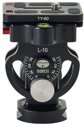 Sirui L-10 Stativneigekopf (Alu, Höhe: 86mm, Gewicht: 0.33kg, Belastbarkeit: 15kg) schwarz mit Wechselplatte TY-60