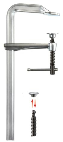 BESSEY Ganzstahlzwinge GZ125K | 1250 mm Spannweite | 120 mm Ausladung | Federndes und elastisches Spannen reduziert Vibrationen bei Holz- und Metallarbeiten, mit Knebelgriff