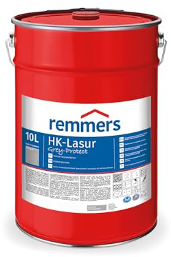 Remmers HK-Lasur 3in1 Grey-Protect platingrau, 10 Liter, Holzlasur für Vergrauung außen, 3 Holzschutz Produkte in einem, Feuchtigkeit- und UV-Schutz