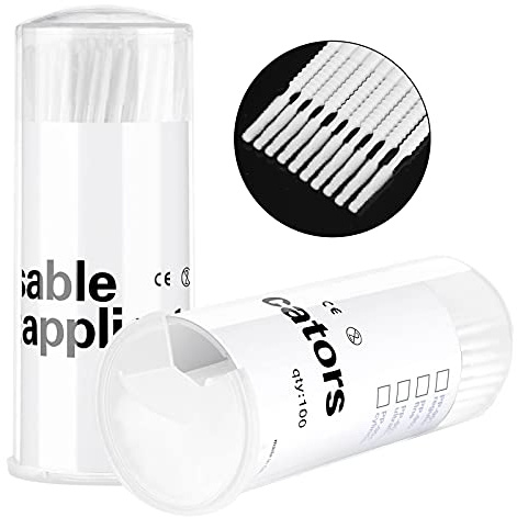 Dming 200 Pieces Disposable Micro Brush Applicator Microswabs for Eyelash Extension Removing Tools, Mini Cotton Swab Brushes for Makeup and Personal Care (White)