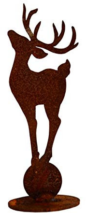 Saremo Hirsch auf Kugerl Waldtier Tier Rost Edelrost Metall Rostfigur Deko Dekoration Deko-Idee Winterdeko Dekohirsch Dekotier Rostdeko Gartendeko Geschenk-Idee Geschenk
