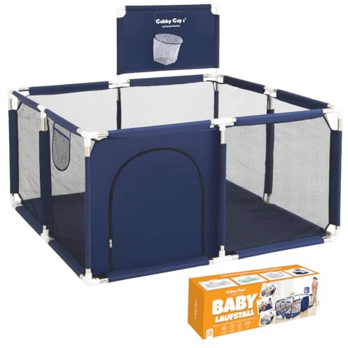 GUBBY GUPS® Laufstall Baby Bällebad Laufgitter Baby mit Basketballkorb,124x124x66cm und als Lauflernhilfe
