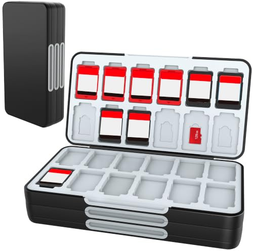 HEIYING Switch Spiele Aufbewahrungsbox für Nintendo Switch 2 Karten | Tragbare Spiele Aufbewahrungsbox aus ABS mit Silikonauskleidung,96 Passgenaue Kartenfächer/ Magnetverschluss für Aufbewahrung