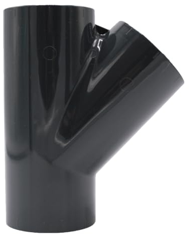 Baumaxxe Raccordo a Y PVC-U 63 mm 45° PN16 Grigio - bm172 | Raccordo a Y con 3 manicotti a incollaggio, ideale per impianti piscina, linee mandata e aspirazione.