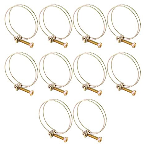 10pcs Adjustable Double Wire Round Wire Pipe Clips Water Hose Barb Clamp Pipe Clip Tube Hoop Plumbing Fastener Iron Material(64mm(59-64))