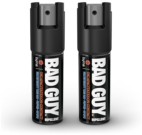 Byrna BGR MAX Pepper Spray + Tear Gas | Maximum Stopping Power | Attacker Tracker UV Marking DYE Technology | Military Strength Self-Defense Stream Spray (0.5 OZ (2 Pack))