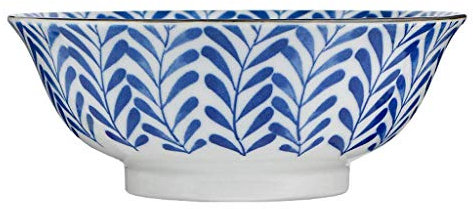 NEFSO Ensaladera Cuenco Ramen de cerámica Restaurante de Porcelana Azul y Blanca Cuenco Alto para Sopa Cuenco para Ensalada de Frutas Cuenco Grande para el hogar (A)