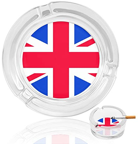 Ashtrays For Cigarettes Union Jack Crystal Glass Ash Tray Smoking Ashtray Holder For Home Hotel Office Table Top