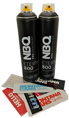 PROGAL COLORS NBQ ETERNAL – TWO BLACK PACK – (2 x Schwarz, 600 ml + Aufkleber) Schwarz, matt mit hohem Druck und Trocknung, ideal für Handarbeiten und Dekorationen